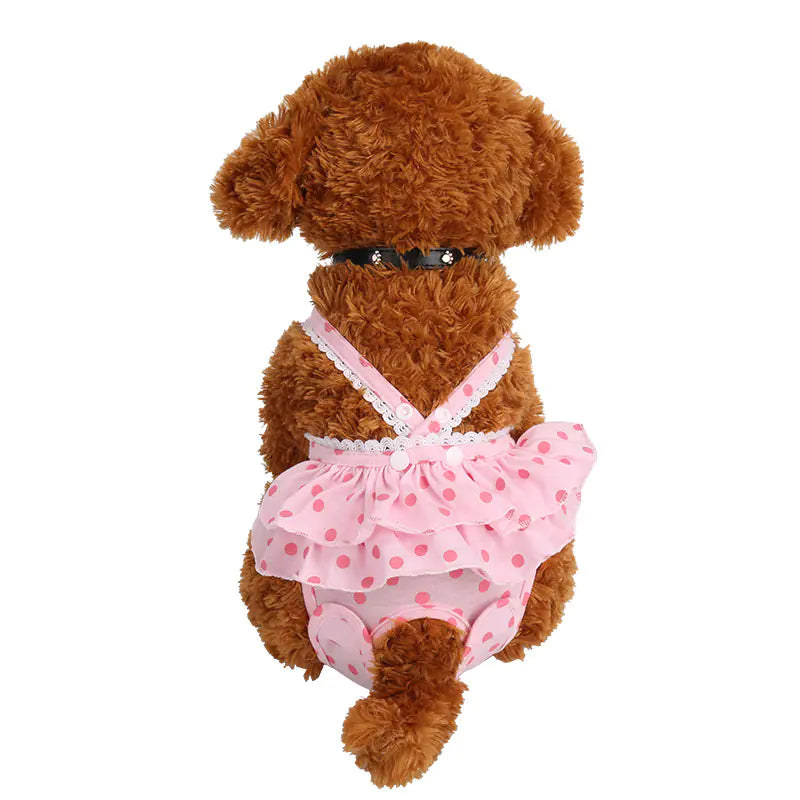 Teddy Dog Polka Dot Skirt Physiological Pants