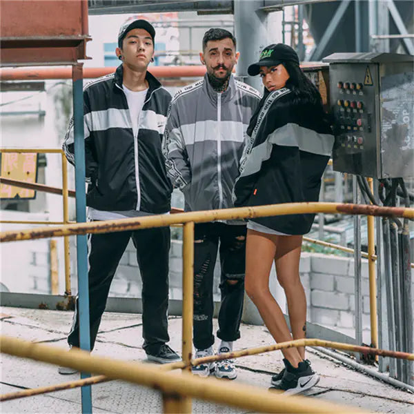 Color Block Letter Windbreaker Hip Hop Jacket for Couples