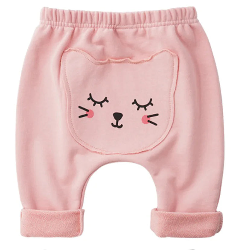 PP Long Pants for Infants with Cartoon Animal Print