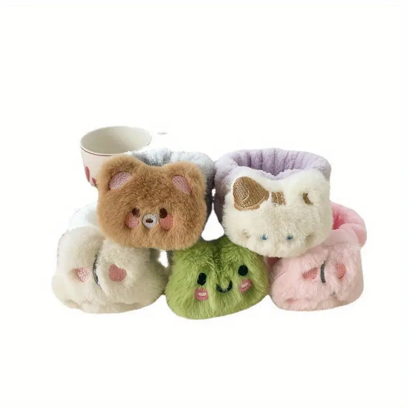 2pcs Cute Bunny Wrist Washbands for Makeup & Spa