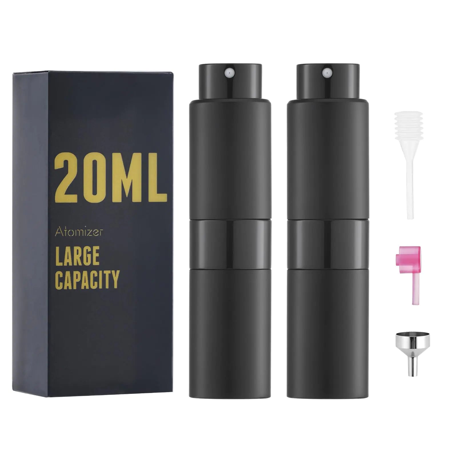 20ML Perfume Atomizer Empty Cologne Spray Bottle Mini Sprayer Dispenser for Travel (Black 2PCS)