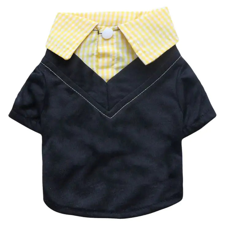 Teddy Printed Plaid Dog Shirt with Pointed Collar