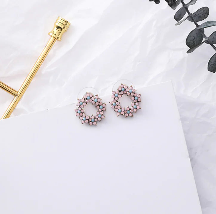 Floral Earrings with Water Drop Design