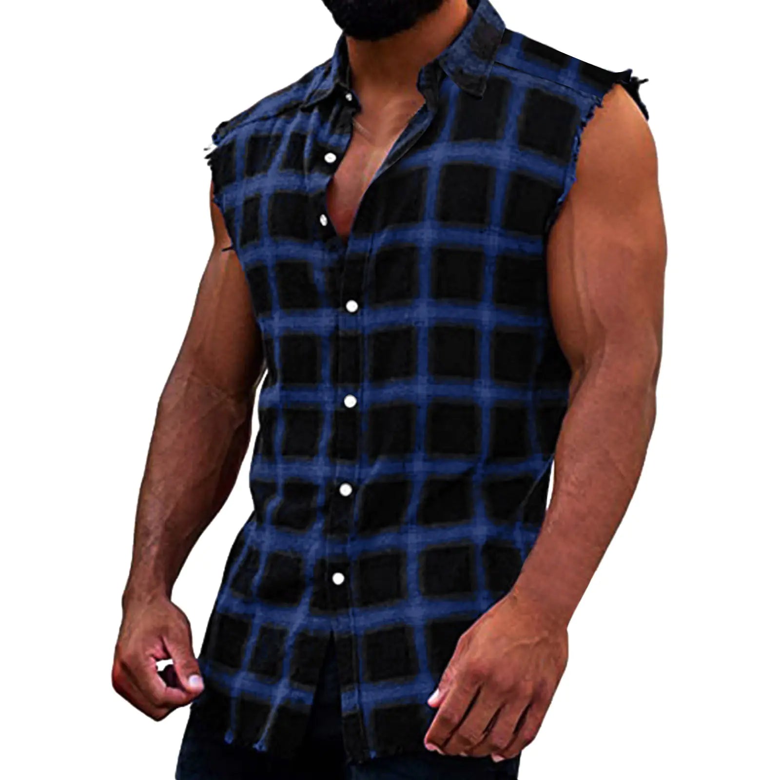 Men's Fashionable Plaid Sleeveless Cardigan Vest