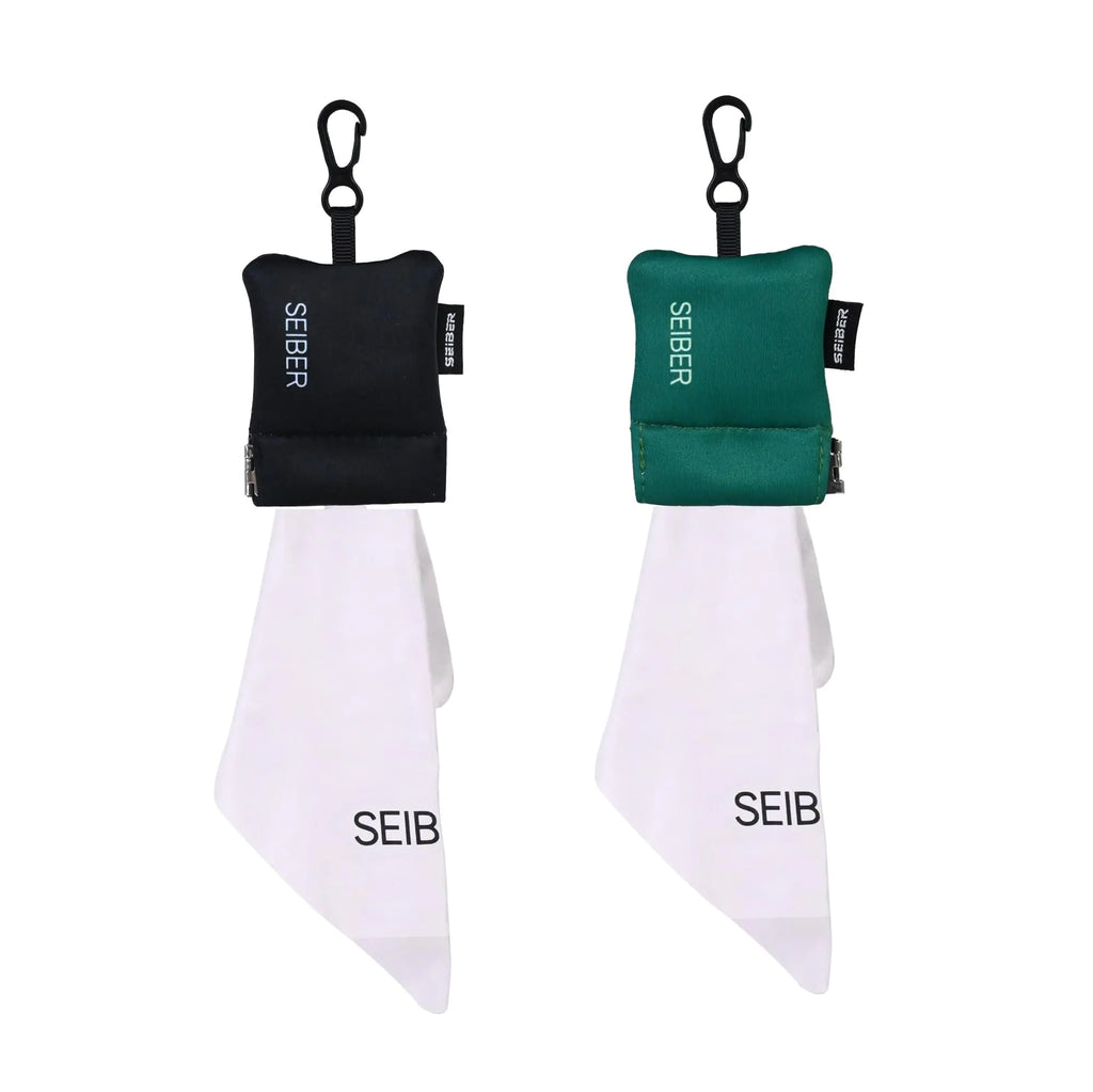 SEIBER Eyeglass Cleaning Microfiber Cloth - with Neoprene Pouch | 7 x 7 inch Glasses Cleaning Cloth for SunglassesLaptops CamerasScreen| Self-Closing Bottom(2PCSBK GRN)