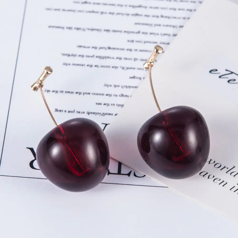 Korean Style Red Cherry Sweet Earrings for Women