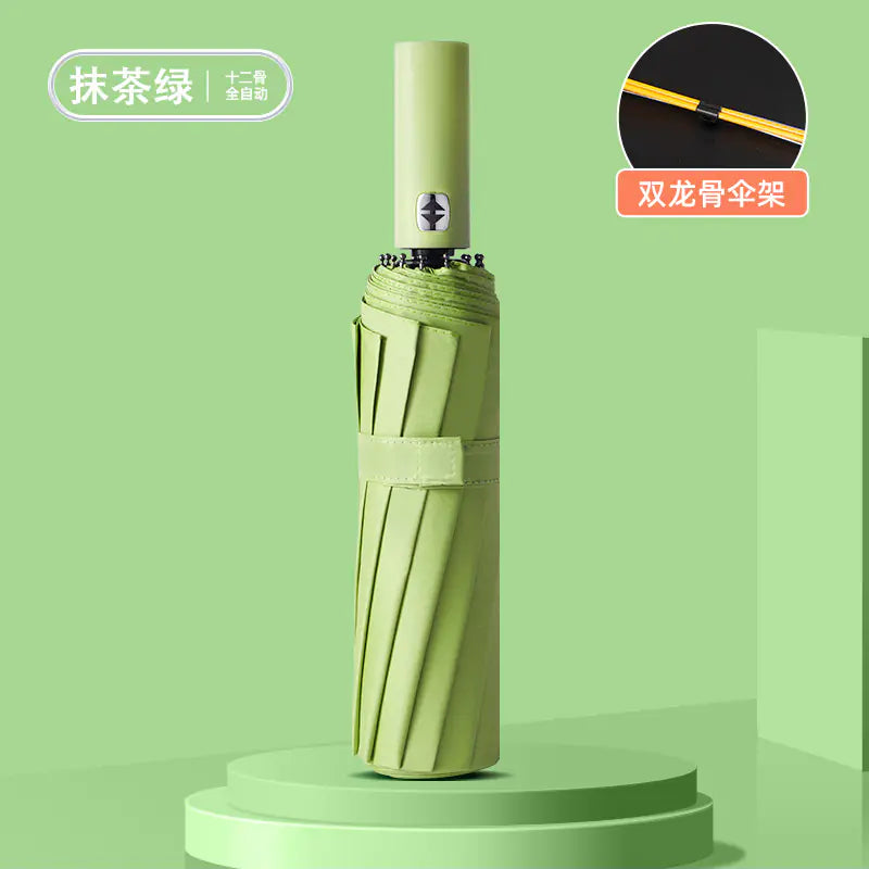 Custom 24 Bone Automatic Folding Sun and Rain Umbrella