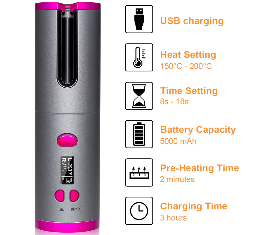 Wireless USB Rechargeable Hair Curler