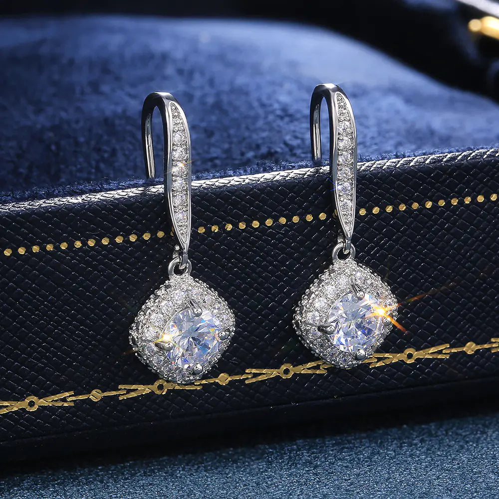 Square Zircon Earrings - Elegant and Versatile Design