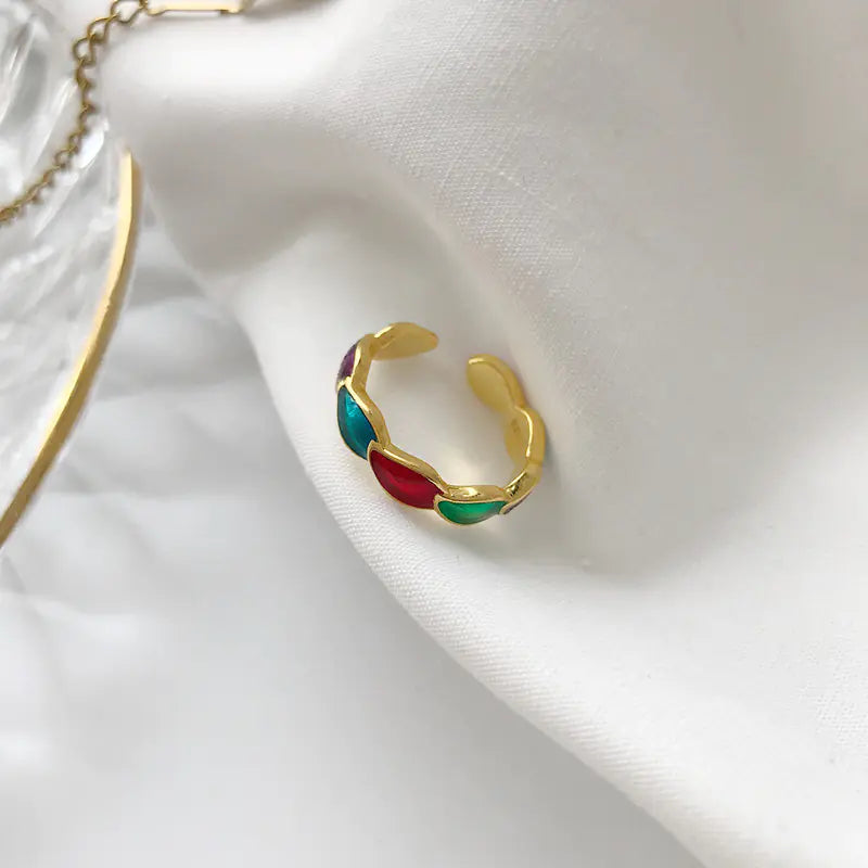 S925 Silver Colorful Resin Fashion Ring