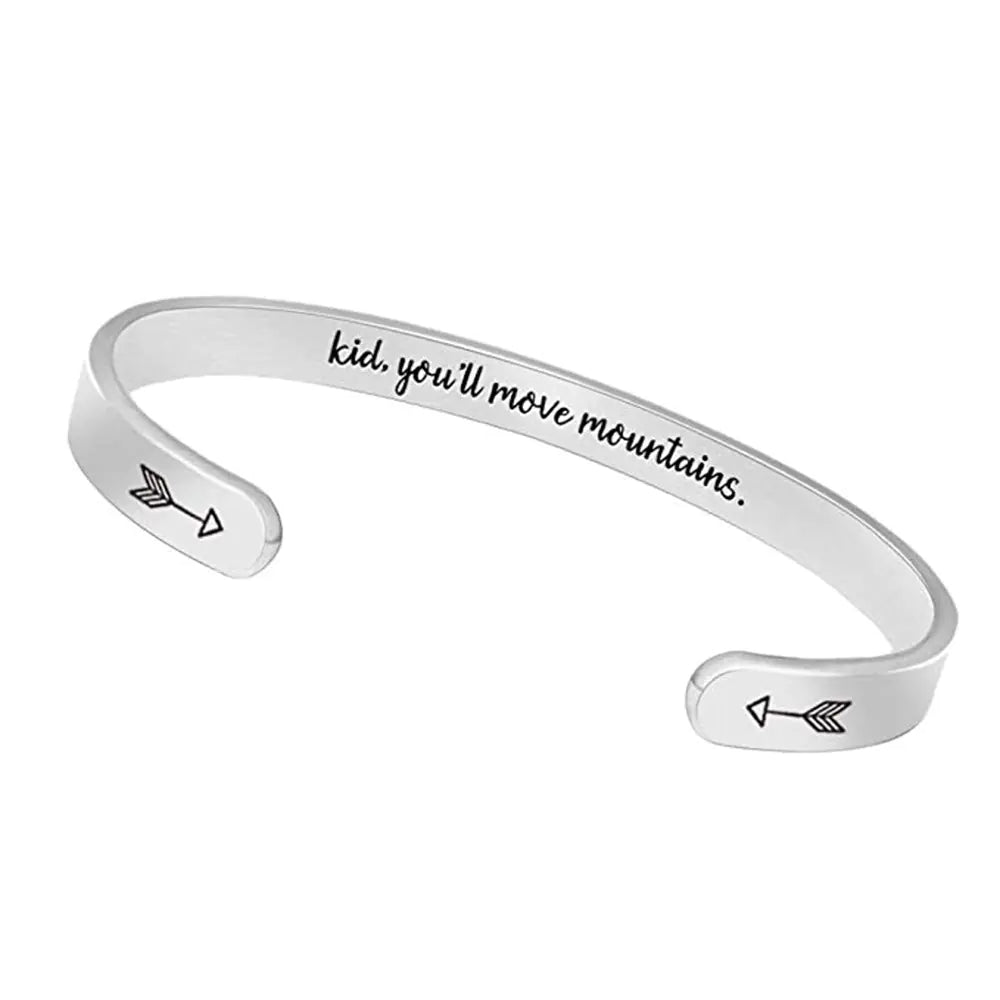 Inspirational C-Shaped Stainless Steel Bracelet