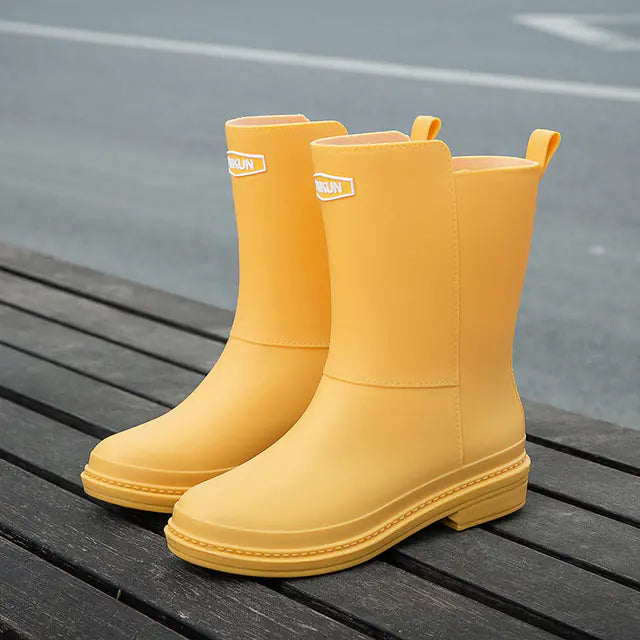Women's Waterproof Mid Calf Rubber Boots for Comfort