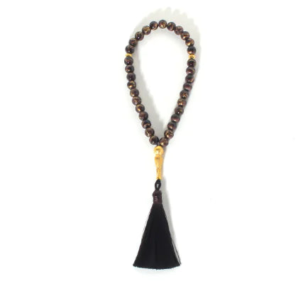 Long Sweater Necklace with Natural Tiger Eye & Tassels