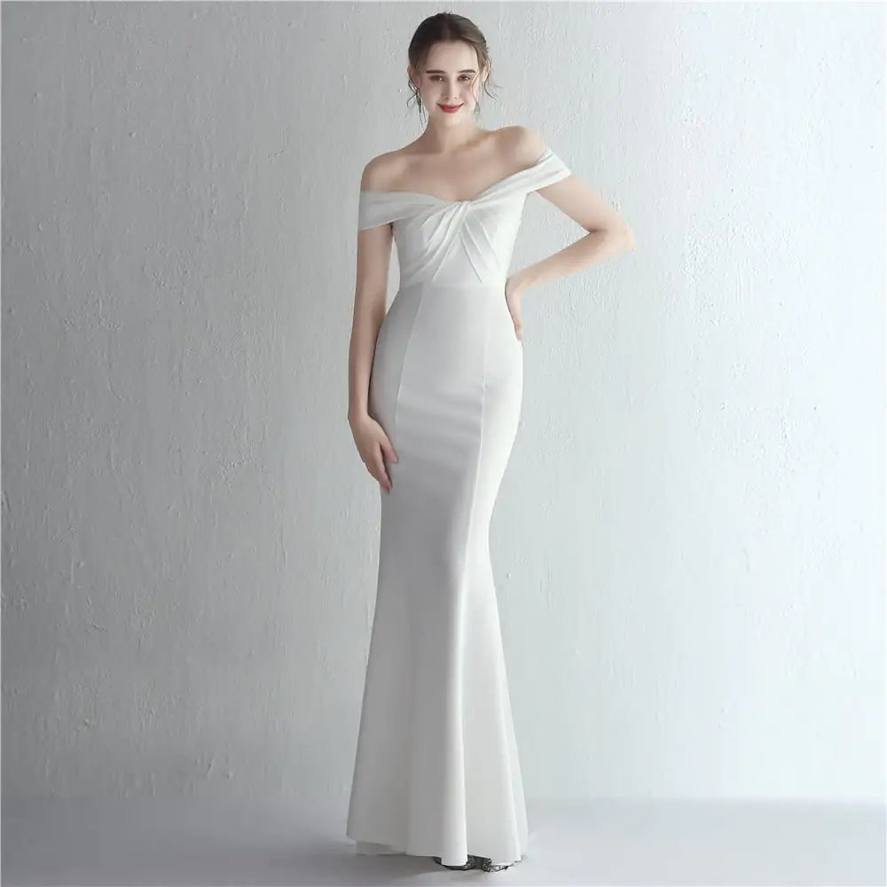 Off-Shoulder Long Dress for Women, Slim-Fit Style