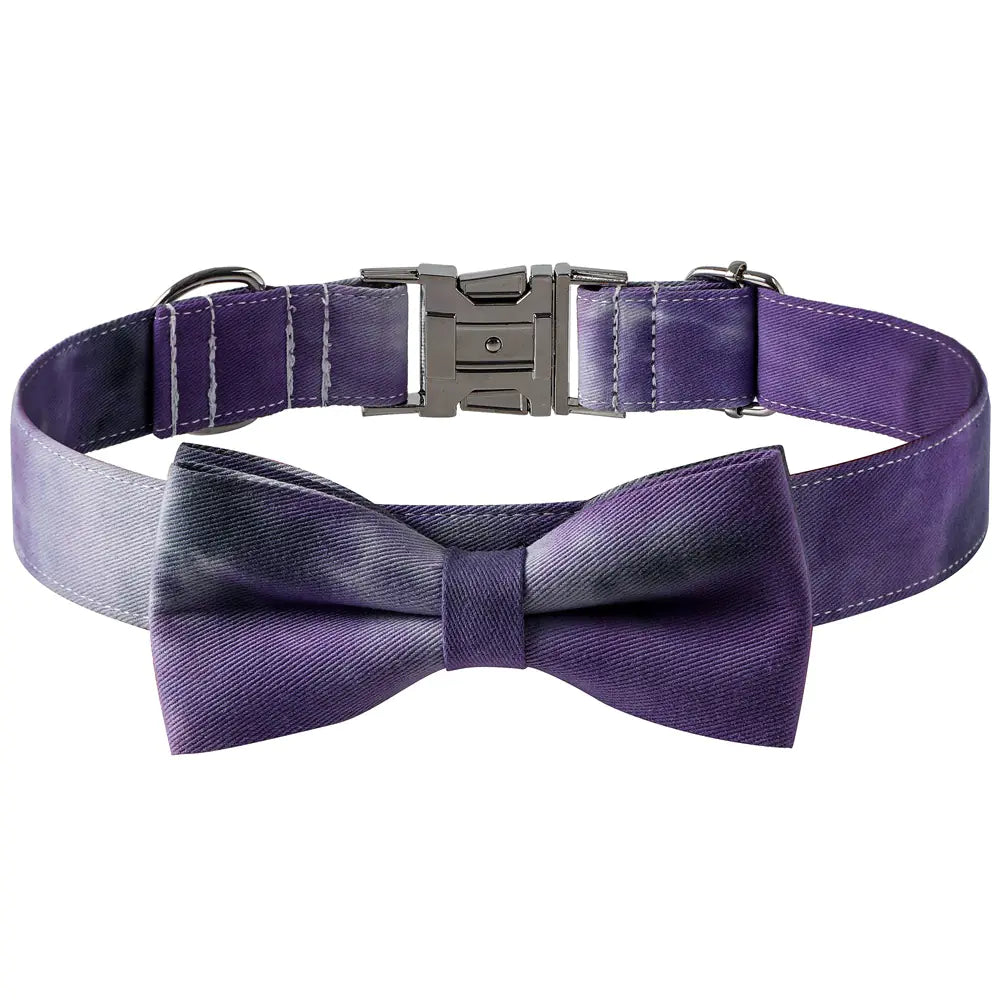 Cotton Tie-Dye Pet Collar with Alloy Buckle Bow