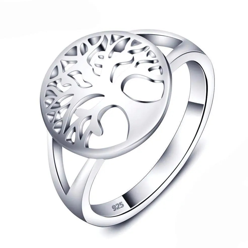 S925 Silver Hollow Wish Tree Ring, Life Tree Design