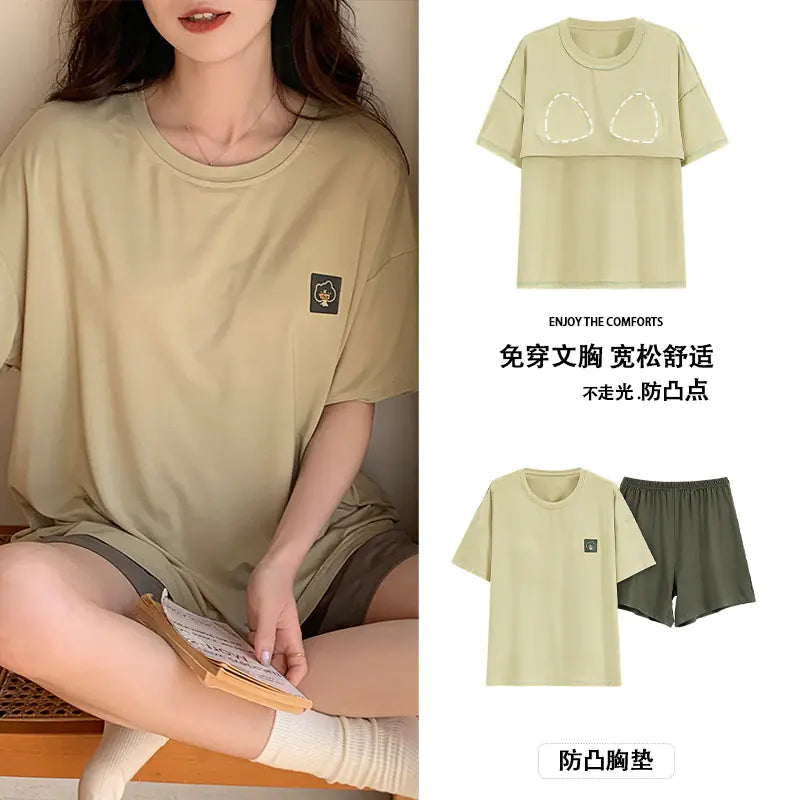 Women's Short Sleeve Modal Pajama Set (Solid Color)