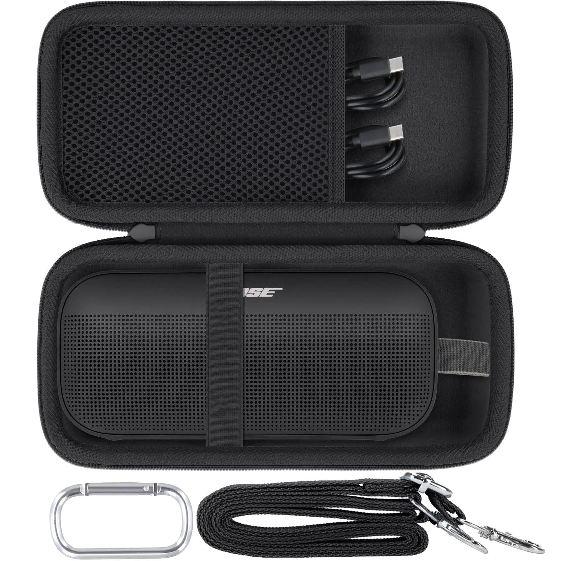 Baval Hard Portable Case Compatible with Bose New SoundLink Flex 2nd Gen/Bose SoundLink Flex Bluetooth Portable SpeakerBlack Case