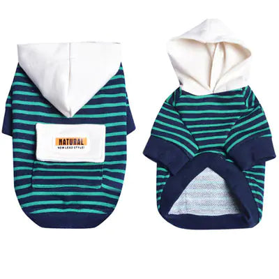 Striped Hooded Sweater for Small Dogs (Two-Legged)