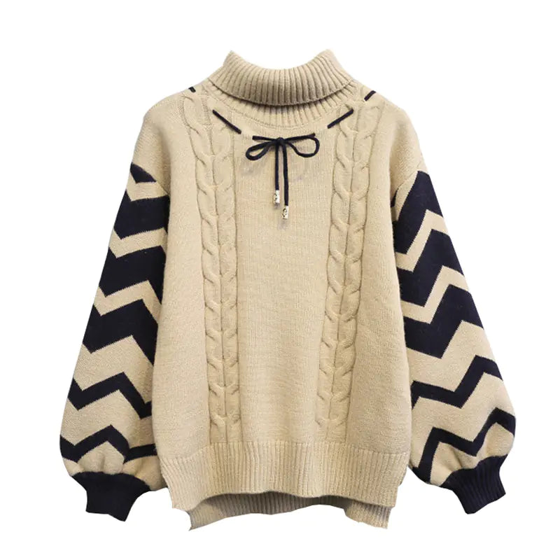 Loose Student Pullover with Sweet Bubble Sleeves