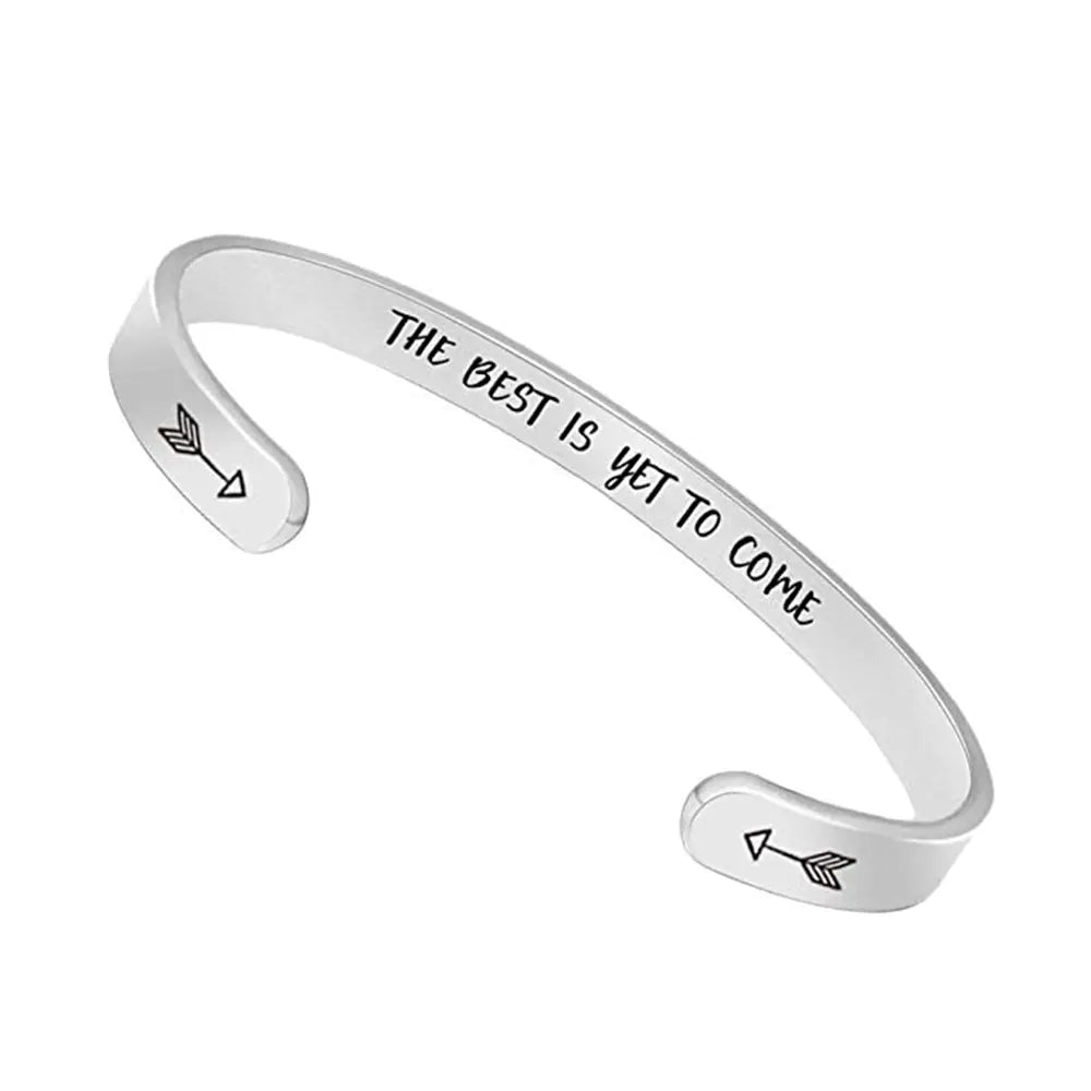 Inspirational C-Shaped Stainless Steel Bracelet
