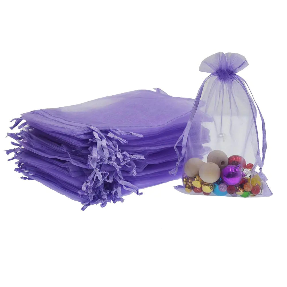 Lautechco 100Pcs Organza Bags 6x8 inches Light Purple Organza Gift Bags Small Mesh Bags Drawstring Gift Bags Christmas Drawstring Organza Gift Bags (6x8 inches Light Purple)