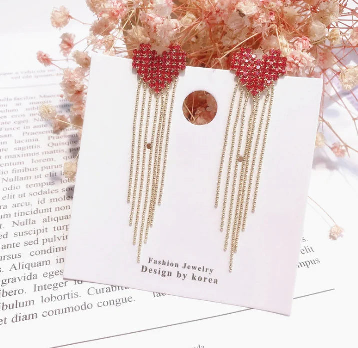 Tassel Heart Long Earrings