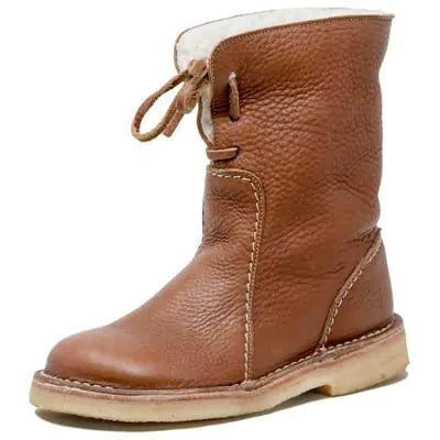Laced Round Toe Plush Winter Snow Boots (Plus Size)