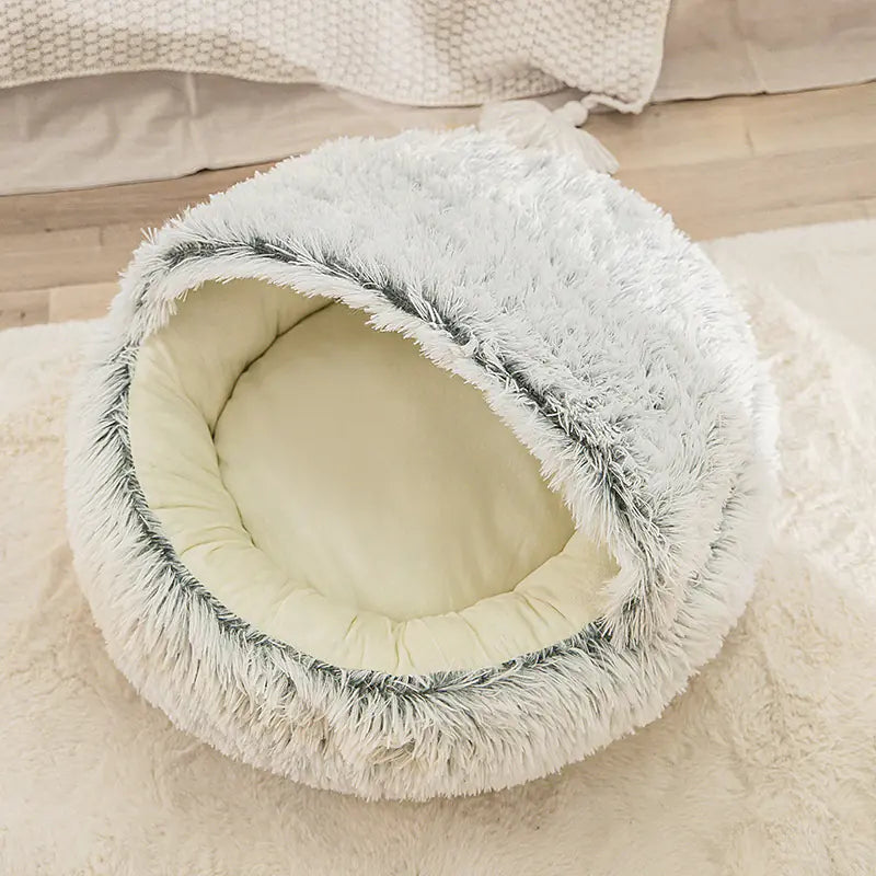 Winter Cat Bed with Enclosed Design for Small Pets
