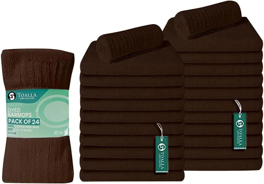 Bar Mop Brown Ribbed 16x19 Pack of 24 100% Cotton Absorbent Kitchen Towel Dish Towels and Dishcloths Towels Sets Washcloth Restaurant Cleaning Rags Towel