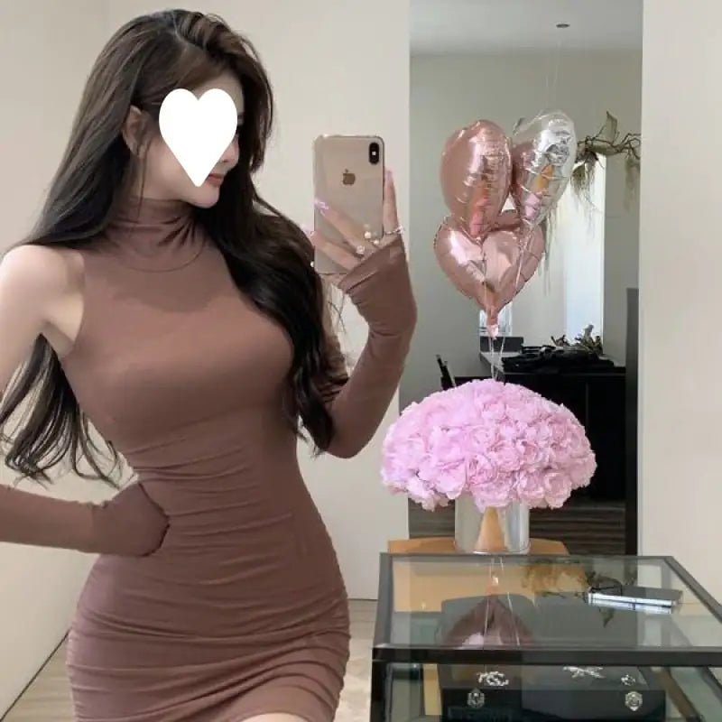 Women's Sexy Turtleneck Vest Oversleeve Dress