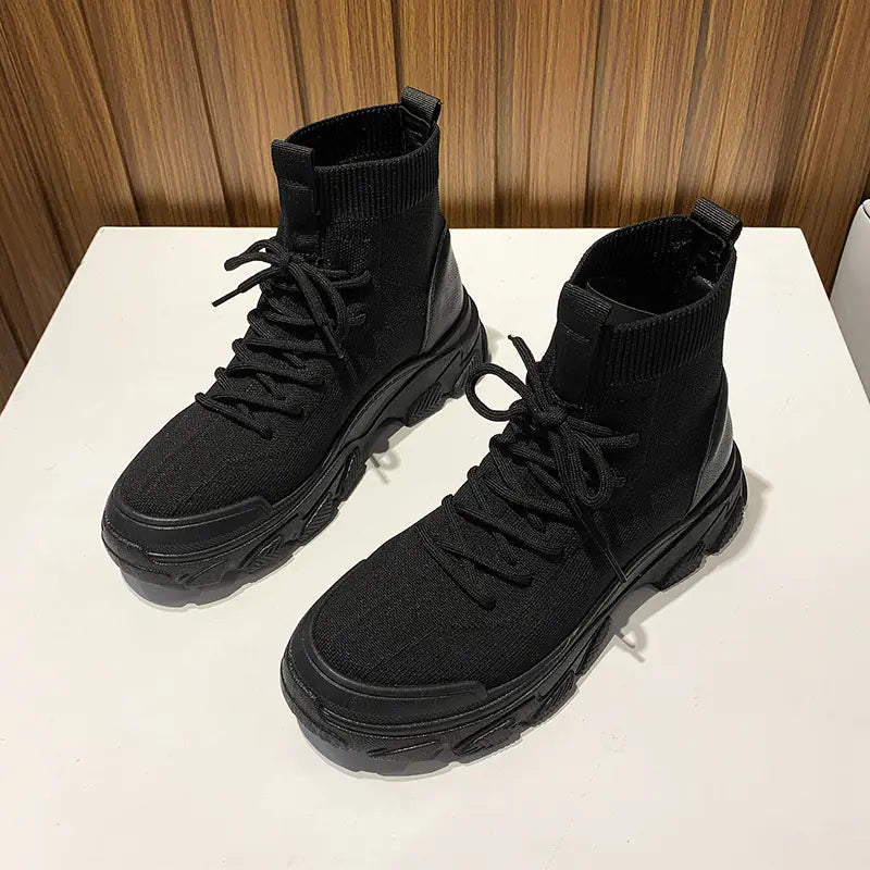 British Style Women's Knitted Elastic Short Boots