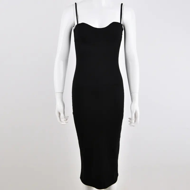 V-Neck Backless Bodycon Maxi Dress with Straps