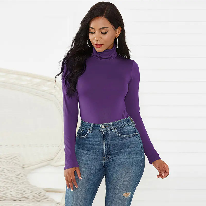 Women's Vintage High-Neck Long-Sleeve Bodysuit