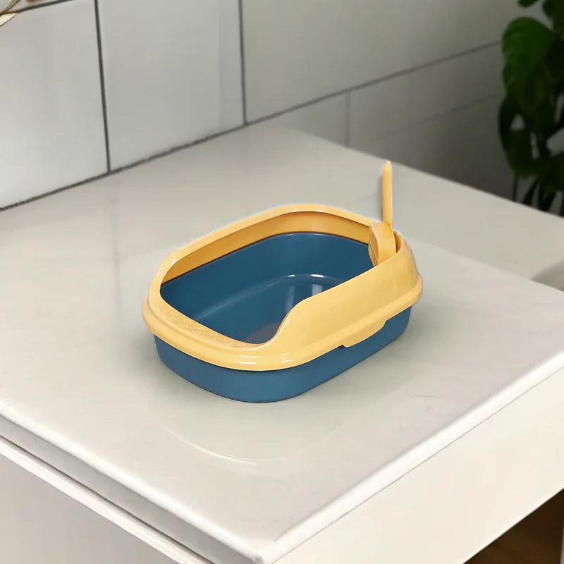 Semi-Enclosed Cat Litter Basin with Durable Shovel