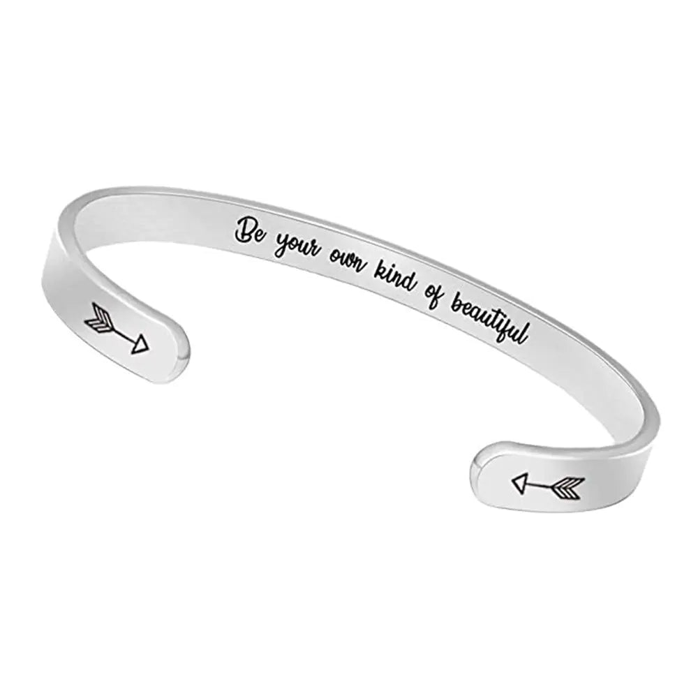 Inspirational C-Shaped Stainless Steel Bracelet