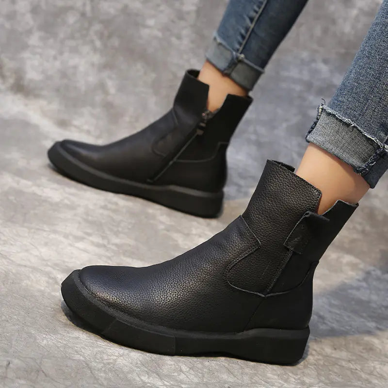 "British Vintage Mid-Calf Boots"