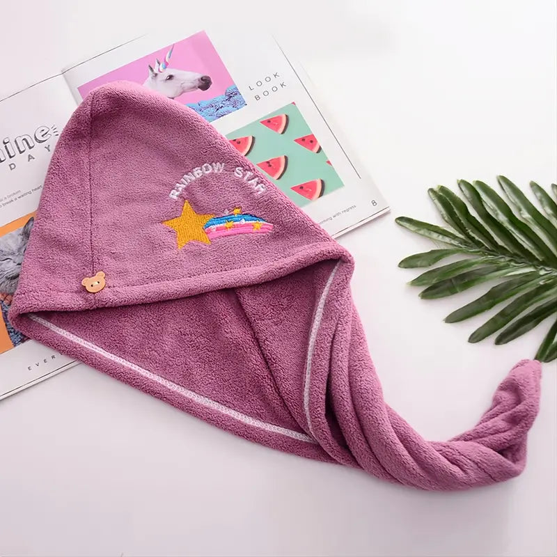 Coral Fleece Hair Drying Cap - Soft & Absorbent
