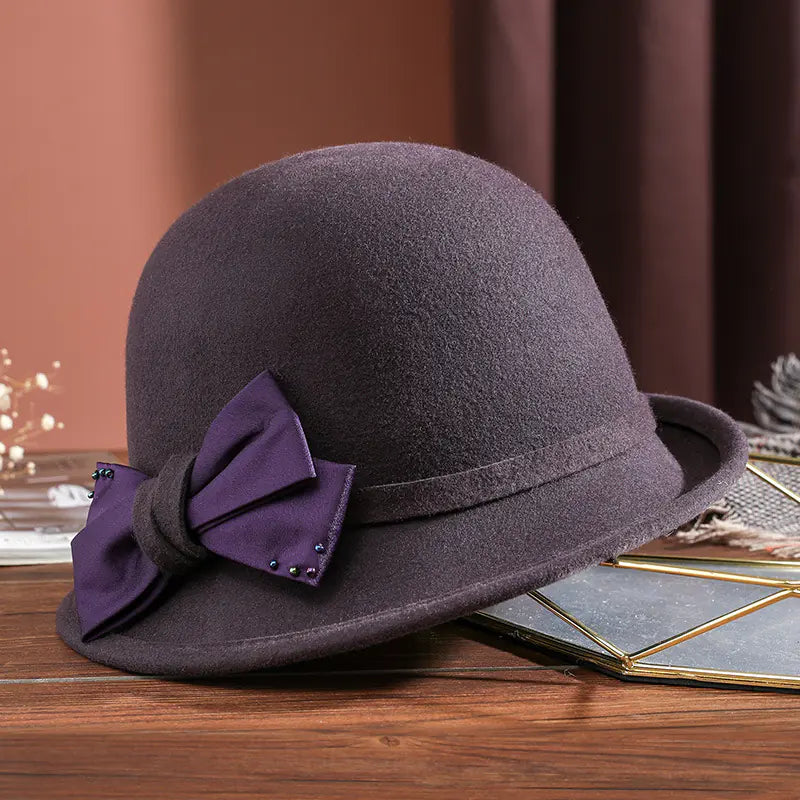 Elegant Women's Wool Top Hat for Autumn & Winter
