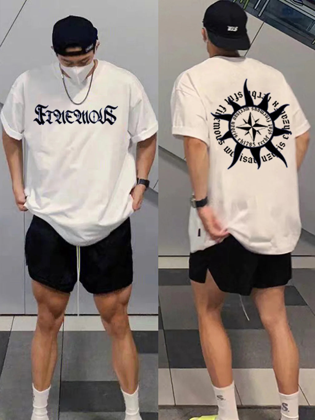 Men's Heavyweight Retro T-Shirt, 100% Cotton, Casual Fashion