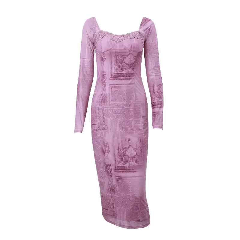 Retro Slim-fit Long-sleeved Dress for Women