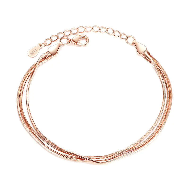 Octagonal Snake Bone Silver Plated Bracelet for Women
