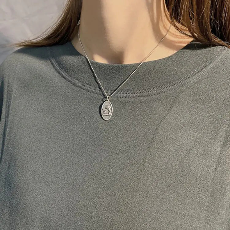 Guardian Angel Vintage Thai Silver Necklace for All