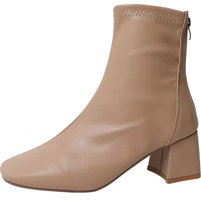 Women's British Style Martin Boots with Chunky Heel