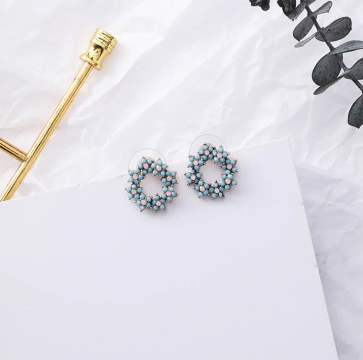 Floral Earrings with Water Drop Design