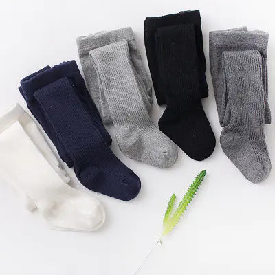 Cotton Children's Leggings with Thin Vertical Stripes