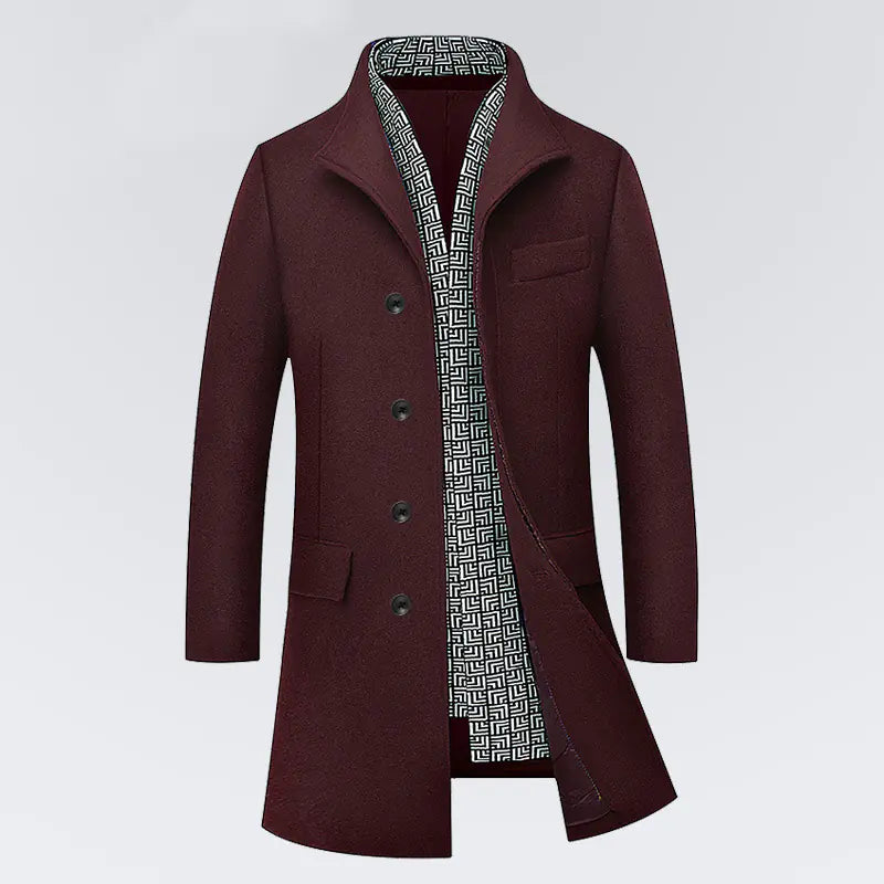 Men's Thick Winter Wool Blend Overcoat (Long Style)