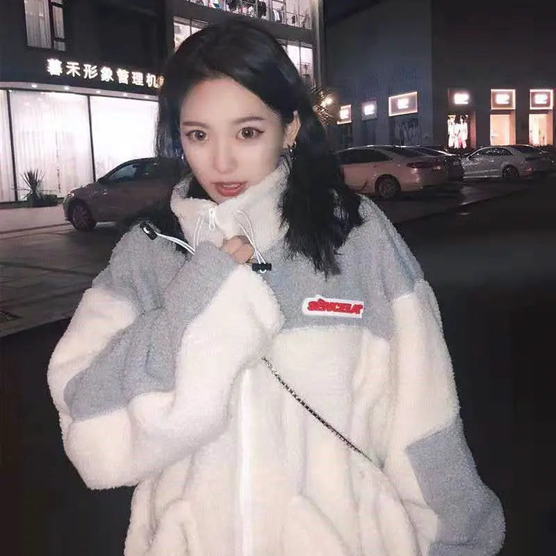 Winter Lamb Wool Plush Coat for Women