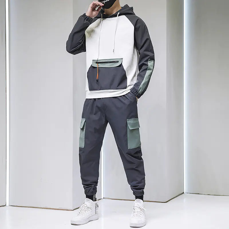 Men's Spring Fashion Hoodie Two-Piece Sports Set