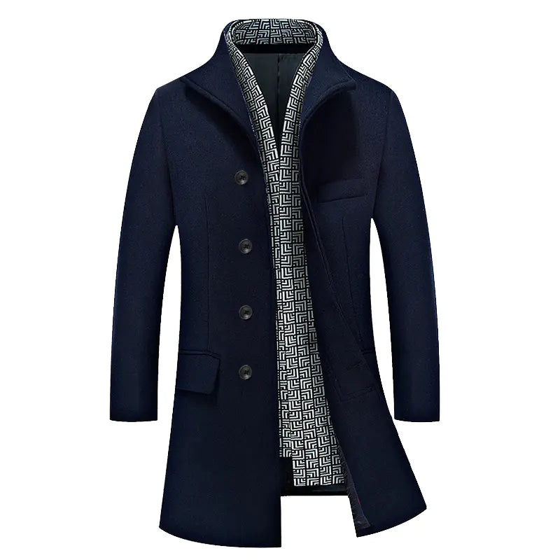 Men's Thick Winter Wool Blend Overcoat (Long Style)